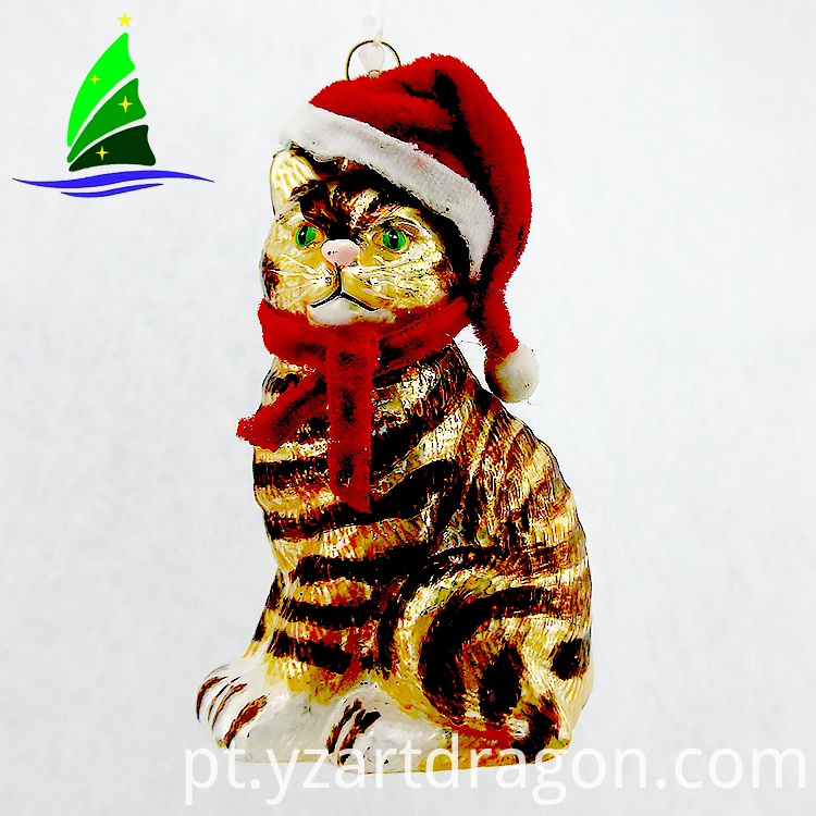 Ornamentos de vidro em forma de gato Cat Shaped Glass Ornaments